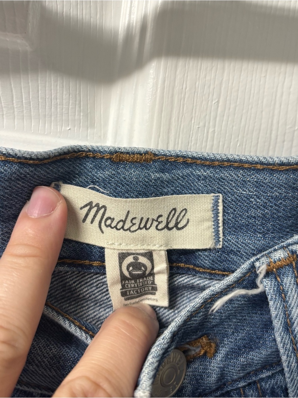 Madewell Rigid Denim A-Line Mini Skirt Frayed Hem Women’s Size 27 - Picture 2 of 8